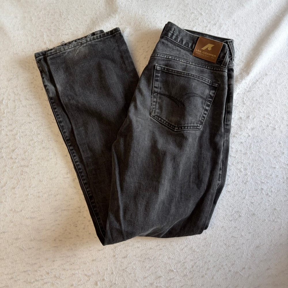 Lee Cooper Jeans Mens 30 Black Straight Leg Faded Distressed Hem